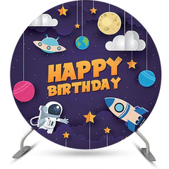 Lofaris Space Craft Planet Star Moon Round Birthday Backdrop