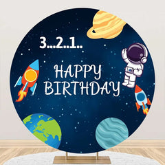 Lofaris Space Rocket Saturn Earth Circle Birthday Backdrop