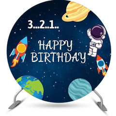 Lofaris Space Rocket Saturn Earth Circle Birthday Backdrop