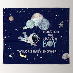 Lofaris Space Stars Astronaut Custom Boy Baby Shower Backdrop