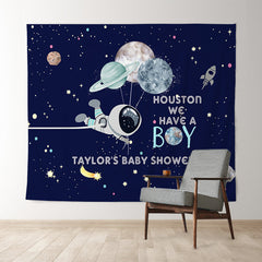 Lofaris Space Stars Astronaut Custom Boy Baby Shower Backdrop