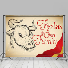 Lofaris Spain Flag Bullfight Fiestas De San Fermin Backdrop