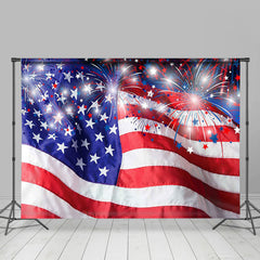 Lofaris Spark Blue Red White Flag Independence Day Backdrop