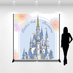 Lofaris Sparkle Blue Castle Customized 4th Birthday Backdrop