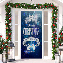 Lofaris Sparkle Blue Happy New Year Christmas Door Cover