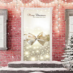 Lofaris Sparkle Gold Bow Tie Merry Christmas Door Cover