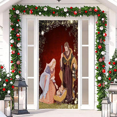 Lofaris Sparkle Gold Red Human Baby Christmas Door Cover