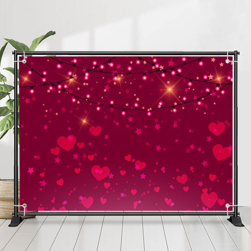 Lofaris Sparkle Light Red Heart Star Valentines Day Backdrop