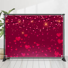 Lofaris Sparkle Light Red Heart Star Valentines Day Backdrop