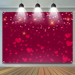 Lofaris Sparkle Light Red Heart Star Valentines Day Backdrop