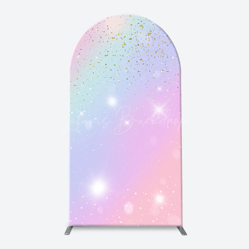 Lofaris Sparkle Rainbow Gold Glitter Arch Birthday Backdrop