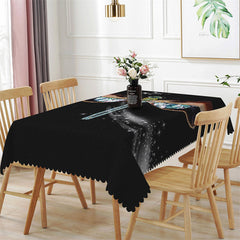 Lofaris Sparkling Big Dragonfly Black Tablecloth For Kitchen