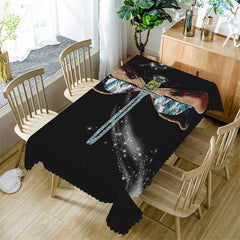 Lofaris Sparkling Big Dragonfly Black Tablecloth For Kitchen