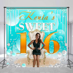 Lofaris Sparkling Blue Bokeh Custom Sweet 16 Birthday Backdrop