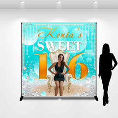 Lofaris Sparkling Blue Bokeh Custom Sweet 16 Birthday Backdrop