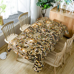 Lofaris Sparkling Golden Shiny Disco Rectangle Tablecloth