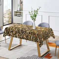 Lofaris Sparkling Golden Shiny Disco Rectangle Tablecloth