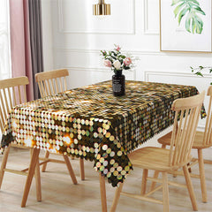 Lofaris Sparkling Golden Shiny Disco Rectangle Tablecloth