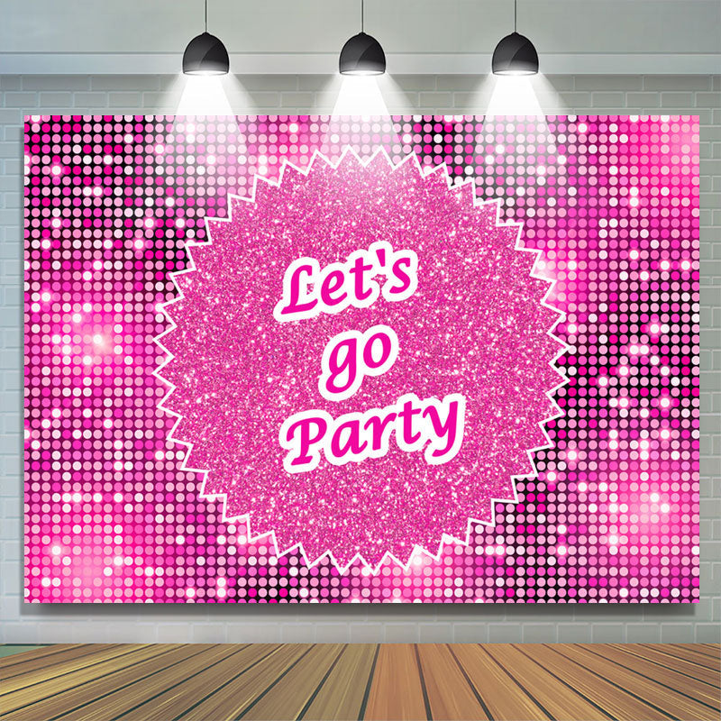 Lofaris Sparkling Sequin Pink Lets Go Party Backdrop For Girls