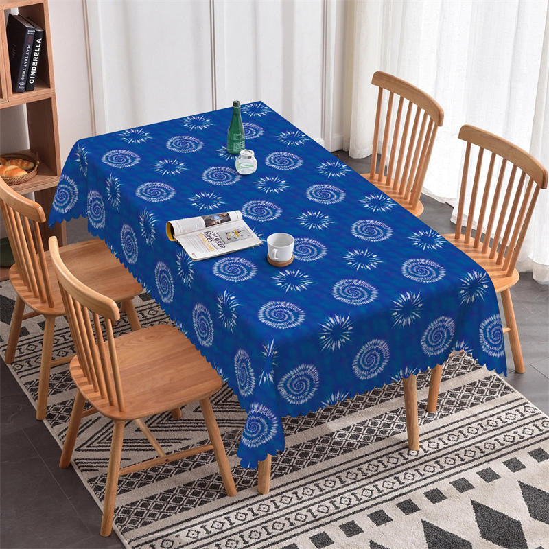 Lofaris Sparks Eddys Repeat Navy Blue Tablecloth For Decor