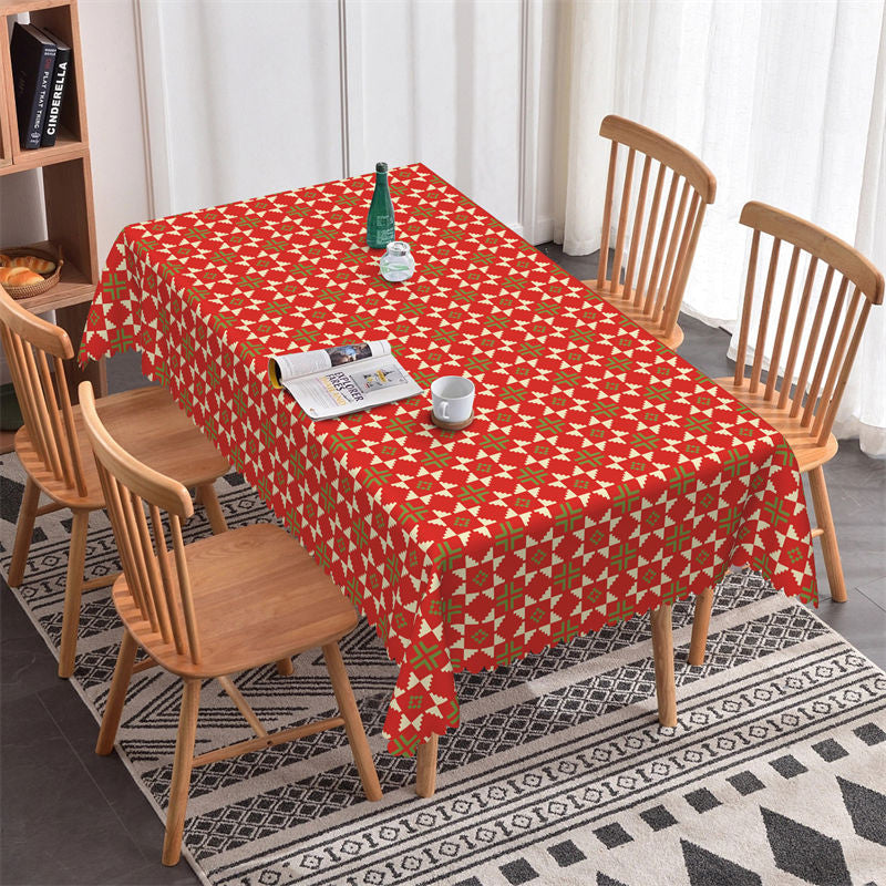 Lofaris Special Red And Green Prints Rectangle Tablecloth