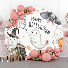 Lofaris Spider Web Ghost Bat Round Halloween Party Backdrop