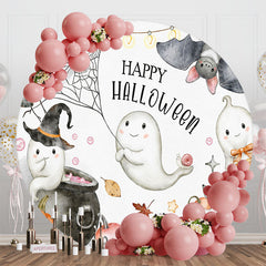 Lofaris Spider Web Ghost Bat Round Halloween Party Backdrop