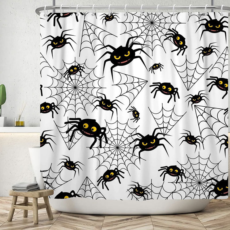 Lofaris Spider Web Pattern White Bathroom Shower Curtain