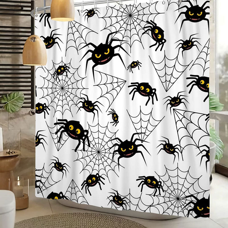 Lofaris Spider Web Pattern White Bathroom Shower Curtain | Custom Shower Curtains | Custom Length Shower Curtains | Made to Measure Shower Curtain