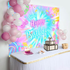 Lofaris Splash Colorful Neon Stuff Happy Birthday Backdrop