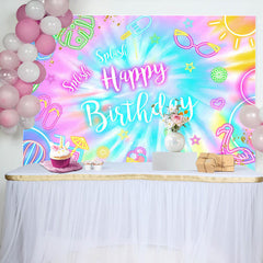 Lofaris Splash Colorful Neon Stuff Happy Birthday Backdrop