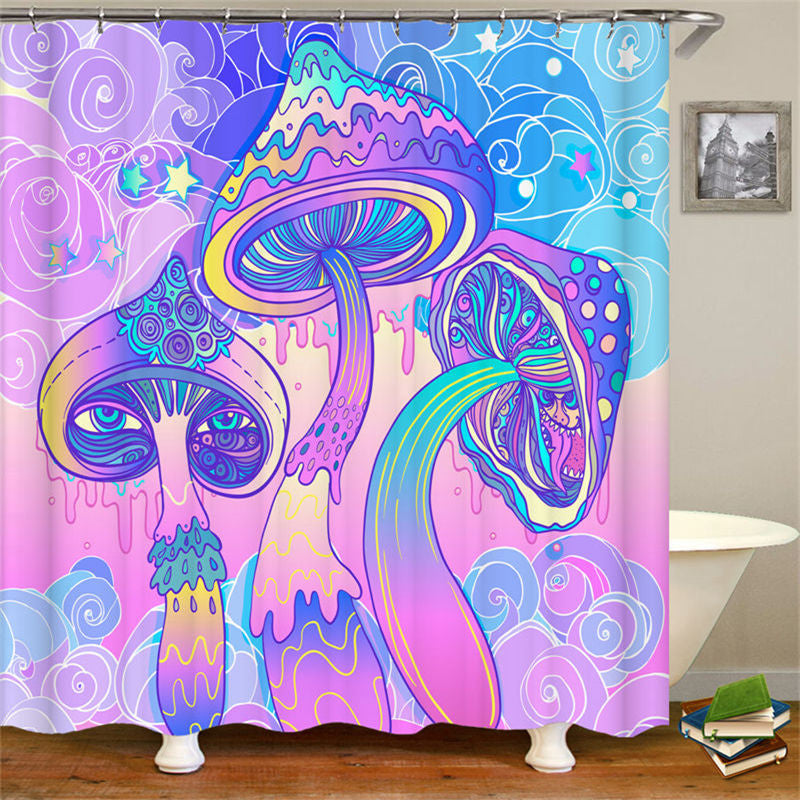 Splashed Magical Mushroom Pastel Shower Curtain - Lofaris