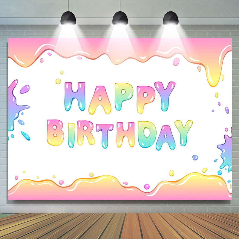 Lofaris Splashing Colorful Water Happy Birthday Backdrop