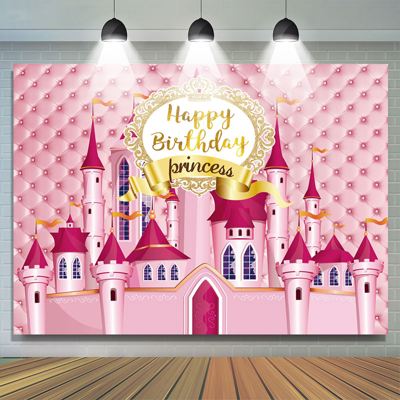 Lofaris Splendid Pink Fairy Castle Princess Birthday Backdrop