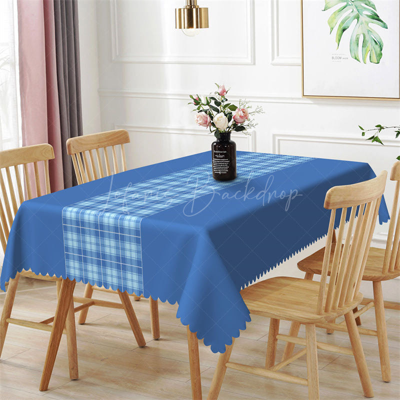 Lofaris Splicing Dark Blue Checkered Rectangle Tablecloth