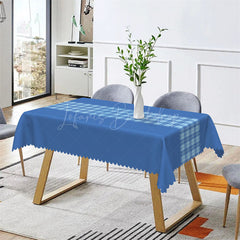 Lofaris Splicing Dark Blue Checkered Rectangle Tablecloth