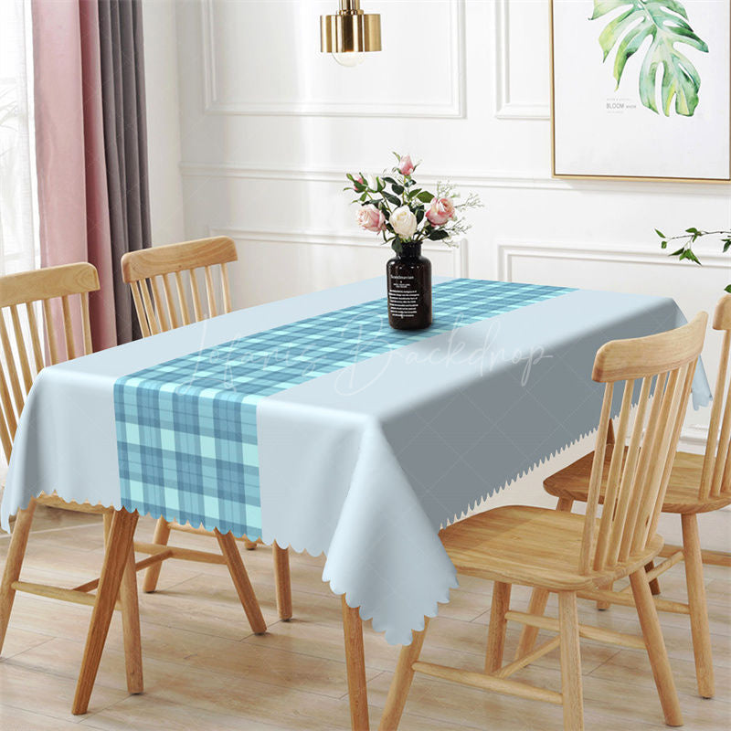 Lofaris Splicing Grey Green Checkered Rectangle Tablecloth