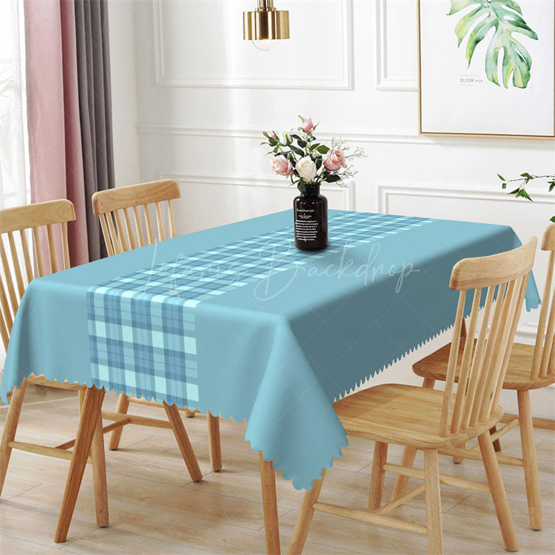 Lofaris Splicing Modern Green Checkered Rectangle Tablecloth