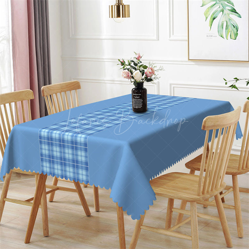 Lofaris Splicing Retro Blue Checkered Rectangle Tablecloth