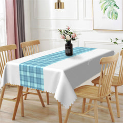 Lofaris Splicing White Green Checkered Rectangle Tablecloth