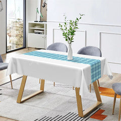 Lofaris Splicing White Green Checkered Rectangle Tablecloth