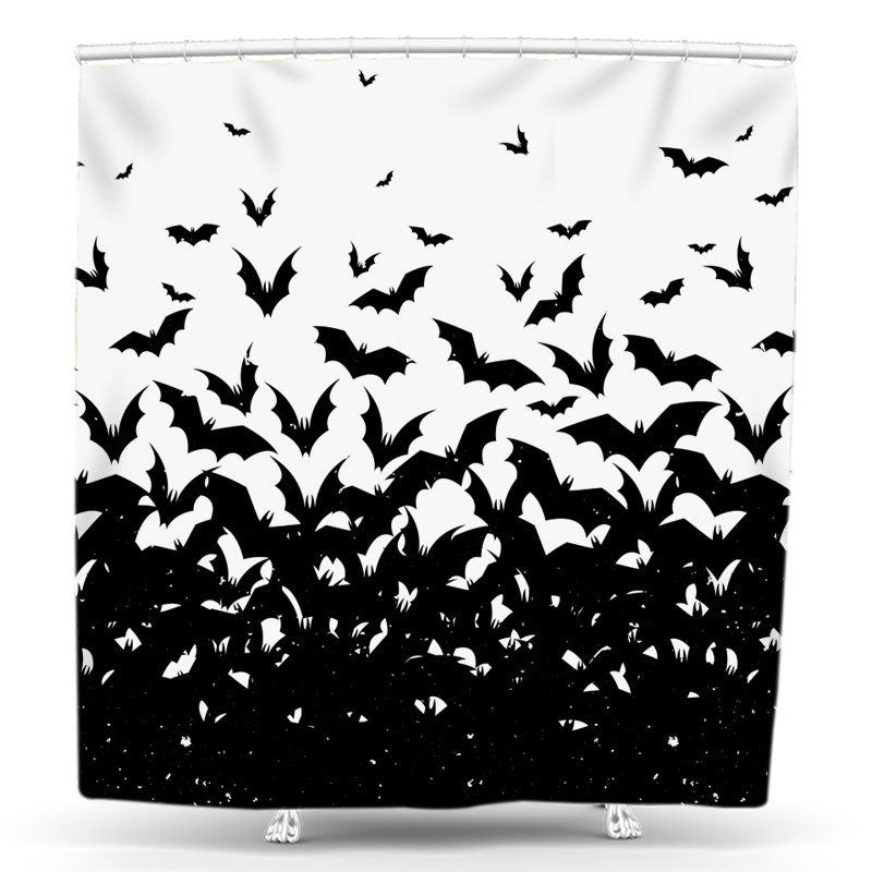 Lofaris Spooky Black Bat Halloween Horror Shower Curtain | Print On Demand Shower Curtain | Custom Made Shower Curtains | Custom Photo Shower Curtain