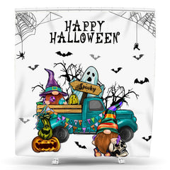 Lofaris Spooky Blue Truck Halloween Pumpkin Shower Curtain