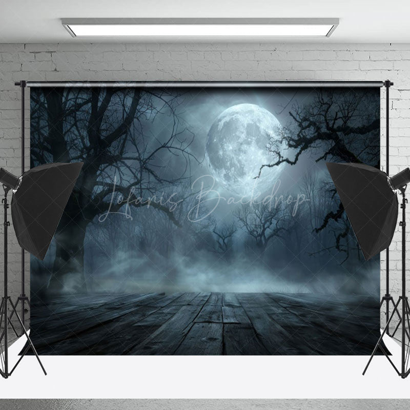 Lofaris Spooky Dead Wood Forest Moon Halloween Backdrop