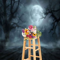 Lofaris Spooky Dead Wood Forest Moon Halloween Backdrop