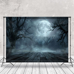 Lofaris Spooky Dead Wood Forest Moon Halloween Backdrop