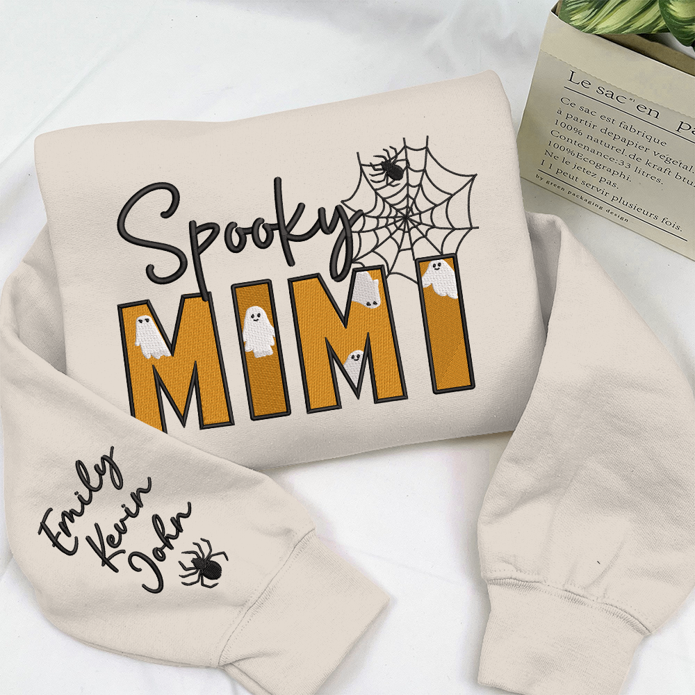 Lofaris Spooky Mimi Halloween Embroidered Custom Sweatshirt