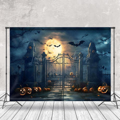 Lofaris Spooky Night Moon Bat Pumpkin Halloween Backdrop