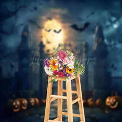 Lofaris Spooky Night Moon Bat Pumpkin Halloween Backdrop