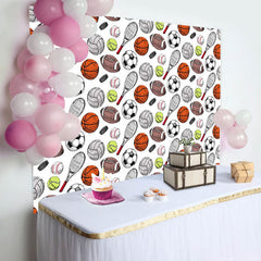 Lofaris Sports Balls Pattern Baby Shower Backdrop For Boy